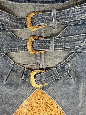 COMMENSE Halter Neck Buckle Detail Denim Dress COLOR - Blue, NWT Large thumbnail 7
