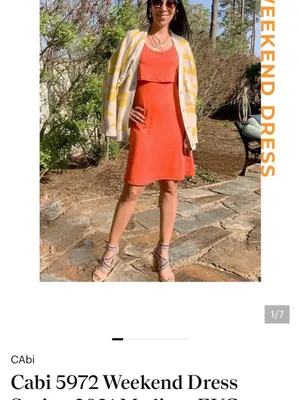 CAbi The Weekend Dress #5792 Bright Coral Layered Sleeveless Midi Dress thumbnail 9