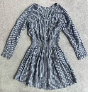Rails Jasmine Linen Mini Dress in Tibet Stripe Blue thumbnail 1