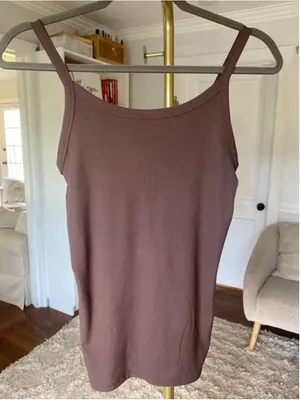 No Boundaries Ribbed Brown Tank Top Minimalist Quiet Luxury Layering Essential M thumbnail 2