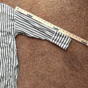 Zara Top Women’s XS Tunic White Blue Gold Stripe Button Down Long Sleeve Coastal thumbnail 10