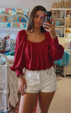 Shirred Square Neck Top thumbnail 1