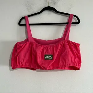 Daily Drills Bubble Crop Top Sports Bra Hot Pink XL Sporty Workout Active Casual thumbnail 4