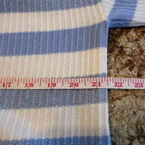 Talbots Sweater Cardigan - Raglan Sleeves Size L Large Baby Blue White Stripe thumbnail 6