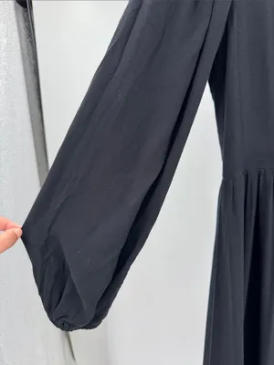 And Now This square neck Black Long-Sleeve Midi Dress slit M casual witchy thumbnail 8