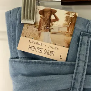 Sincerely‎ Jules High Waist Ruffle Hemline Chambray Shorts Size Large New thumbnail 5