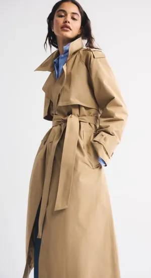 Abercrombie & Fitch camel classic trench coat thumbnail 1