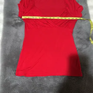 PattyBoutik size small Red Fitted Ruched Short Sleeve Blouse thumbnail 5