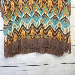 Anthropologie UNCLE FRANK Boho Chevron Tassled Blouse Paisley Women's Size Small Beach Kimono‎ thumbnail 3