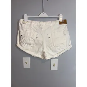 We The Free Free People White Utility roll cuff Denim Short Shorts Button Fly 30 thumbnail 5