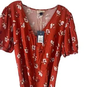 Universal Threads NWT Women's Plus Size‎ XXL Orange Floral Full Button Dress thumbnail 3