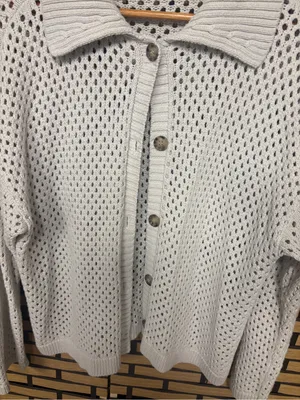 Maurices cream open knit button up cardigan size 1X thumbnail 3