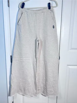 FP Movement For The Win Wide Leg Pants XS Oatmeal Heather Raw Hem Free People thumbnail 2