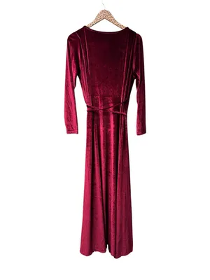 Baltic Born Meghan Velvet Short Sleeve Wrap Maxi Dress Red Large Romantic Goth thumbnail 5