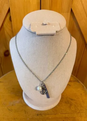 charm necklace anchor pendant, pearl, and a rectangular tag charm hope (7200) thumbnail 1