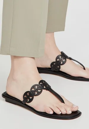 Tory Burch Tiny Miller Thong Sandals Perfect Black Women's SZ 8 thumbnail 1