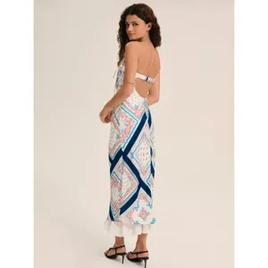 For Love & Lemons Daisy Mae Strapless Satin Patchwork Midi Dress Size 1X NWT thumbnail 2