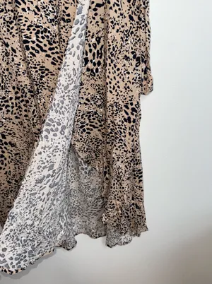 Maurices Animal Print High Rise Faux Wrap Midi Skirt Tan Black thumbnail 6