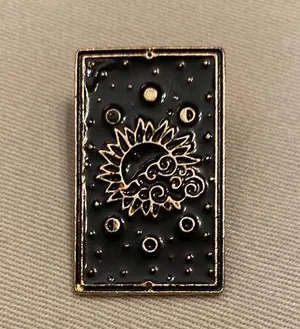 Enamel Pin Holds Tarot Style Sun, Moon & Sky | The Heavens Can Rest On Your Hat thumbnail 1