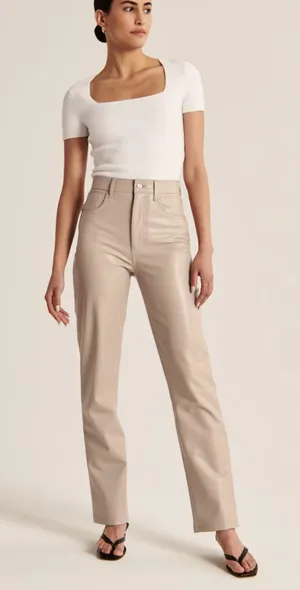 Abercrombie Taupe Leather Pants thumbnail 1