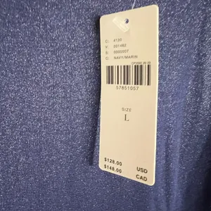 Maeve Anthropologie Ismene Navy Blue Metallic Cap Sleeve Drop Waist Midi Dress L thumbnail 8