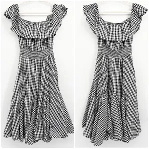 Chelsea & Theodore Womens Gingham Smocked Cottagecore Picnic Milkmaid Dress XL thumbnail 3