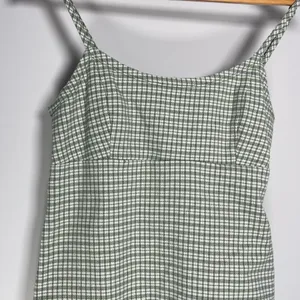 John Galt Plaid Shift Dress Mini White Gingham Preppy Pistachio Green Picnic thumbnail 3