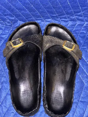 Birkenstock Madrid Python Black Microfiber Gold Buckle Slide Sandals 38 7.5 thumbnail 4
