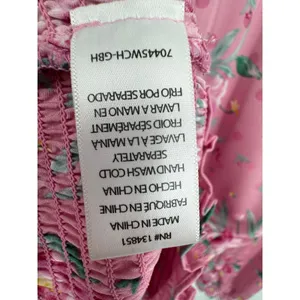 Wayf blouse women's large smocked high neck satin floral balloon sleeve pink thumbnail 7