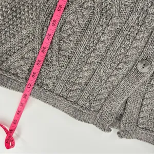 Aran crafts merino wool Long Button‎ Cable gray sz M Size M thumbnail 5