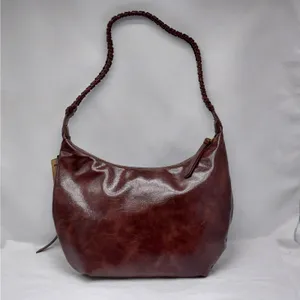 Olivia & Kate Womens Shoulder Bag Brown Vegan Leather Slouch Hobo Purse Travel thumbnail 6