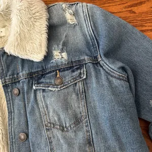 Pacsun Sherpa Denim Trucker Jacket Fleece Lined Size Large Distressed thumbnail 5
