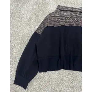We The Free People At The Lodge Sweater Cropped Cowl Neck Fair Isle Knit Size S thumbnail 6