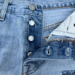 Levi's 501 Mid Rise Cutoff Denim Shorts Light Wash Distressed Patchwork‎ Sz 26 thumbnail 6