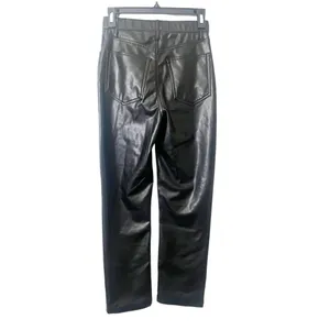 Abercrombie & Fitch Black Vegan Leather 90s Straight Ultra High Rise Pants 2/26 thumbnail 5
