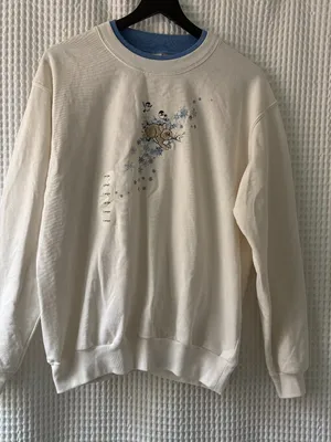 Morning Sun birds bunny rabbit soft crewneck cotton blend sweatshirt women's L thumbnail 1
