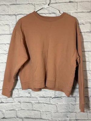 girlfriend collective cropped crewneck sweatshirt - rust brown, large thumbnail 1