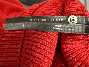 Anthropologie Cecilia Ribbed Puff Sleeve Turtleneck Sweater Red size Medium thumbnail 8