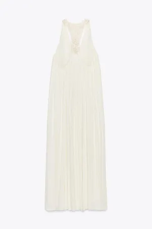 Zara Flowy Halter Maxi Dress in Soft Cream thumbnail 7