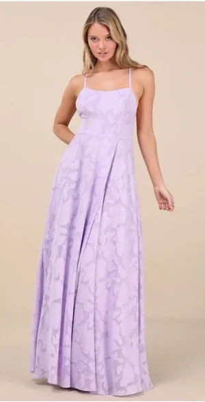 NWT Lulus Let There Be Romance Lavender Burnout Floral Maxi Dress Gala Size M thumbnail 1