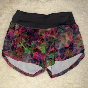 Lululemon Speed Up Lined Short 4" Vivid Floral Tone Multi Graphite Grey Sz 0 thumbnail 3