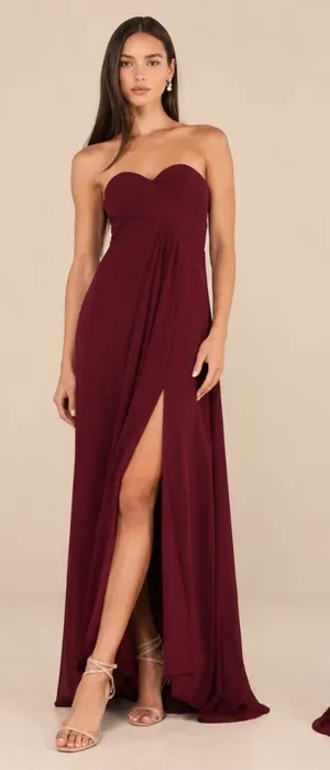 LULUS Elegant Prom Wedding Bridesmaid Sexy Flowy Romantic Strapless Maxi Dress thumbnail 1