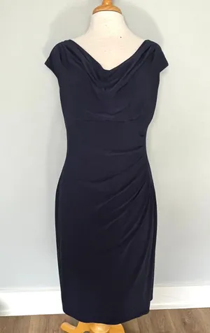 Lauren Navy Blue Stretchy Classic Dress thumbnail 1