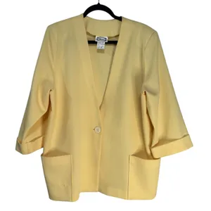 Frayne Womens Size 20 Light Yellow 3/4 Sleeve Blazer Jacket‎ Style 3465 thumbnail 7