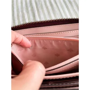 Kate Spade Cameron Large Zip Around Wallet Rose Smoke Wine Colorblock Accordion thumbnail 8