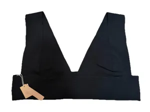 Skims Knit Swim Beachwear Plunge Bikini Top ONYX Black SW-PLG-0163 Plus Size 3XL thumbnail 1