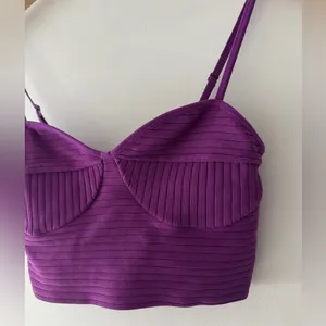 Garage Purple Seamless Bustier Ribbed Cami‎ Crop Top Sweetheart Neckline thumbnail 3