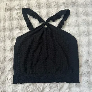 By Anthropologie Marisol Ruffled Halter Blouse black size XL thumbnail 3