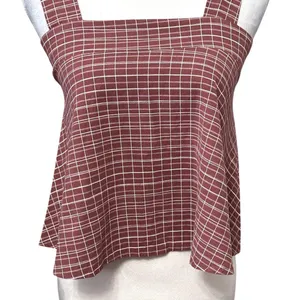 Torio Mauve Pink Grid Check Square Neck Tank Top Sleeveless A Line S Casual Boho thumbnail 4