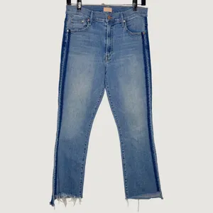 MOTHER The Insider Crop Step Fray Jeans Women 30 Light Kitty Rager Side Stripe thumbnail 2